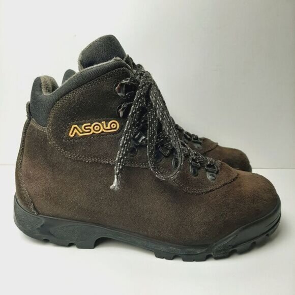 ASOLO Vibram Suede Leather Hiking Lace-Up Boots Brown Sz 7.5 - Picture 3 of 14